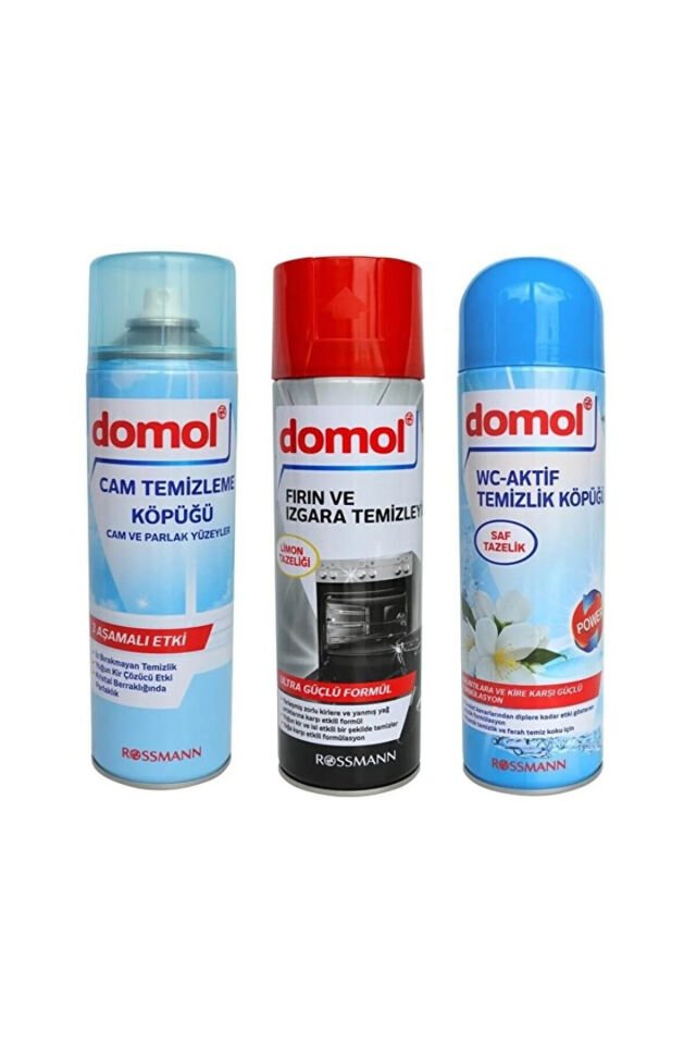 Domol Temizlik Seti 3'lü Fırın Izgara ve Cam Tuvalet Köpüğü
