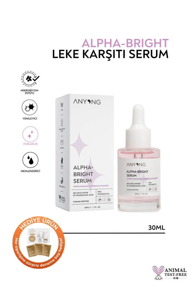 Alfa Arbutin Aydınlatıcı, Leke Karşıtı, Ton Eşitleyici Serum 30 ml (Pirinç Suyu & Traneksamik Asit)